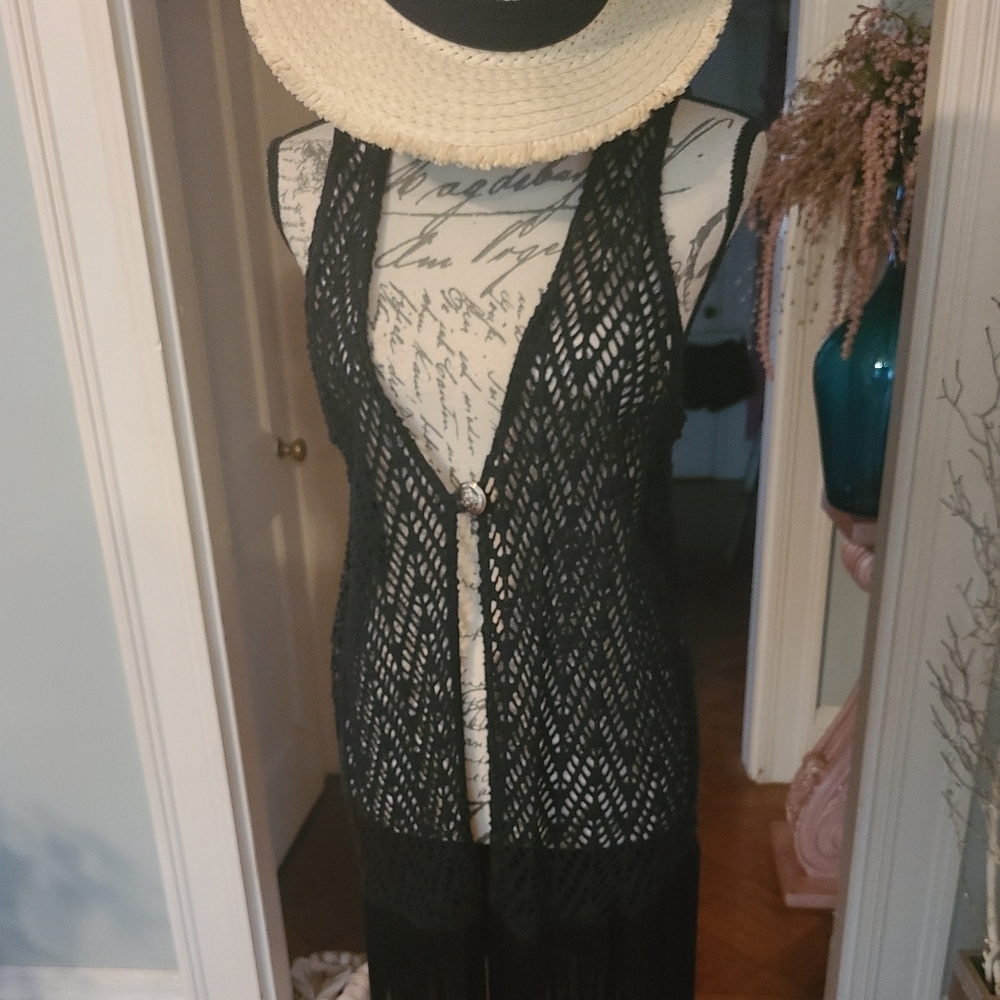 HP🔥🔥🔥Fringe net see through vest or coverup